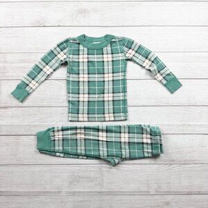 Hanna Andersson Toddler Pajama Set Green Plaid 2pc Long Sleeve PJ Set 3T